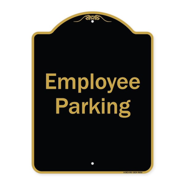 Signmission Designer Series-Employee Parking Sign, Black & Gold Heavy-Gauge Aluminum, 24" x 18", BG-1824-9850 A-DES-BG-1824-9850 - main